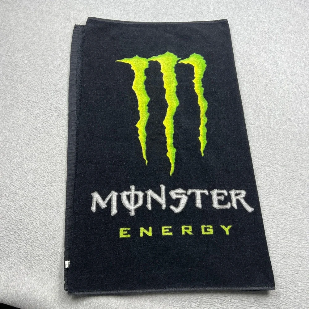 Monster Energy Beach Towel Black Terry Graphic Logo Drinks Promo 59x33